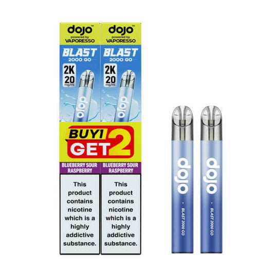 DOJO Blast 2000 Go V2 Prefilled Vape Kit Bundle - Blueberry Sour Raspberry