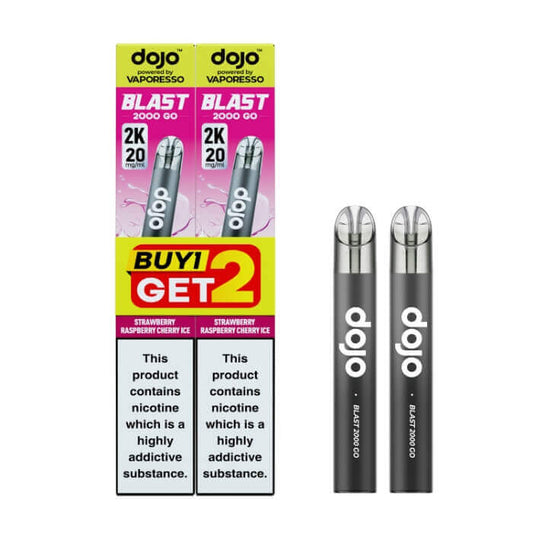 DOJO Blast 2000 Go V2 Prefilled Vape Kit Bundle - Strawberry Raspberry Cherry Ice